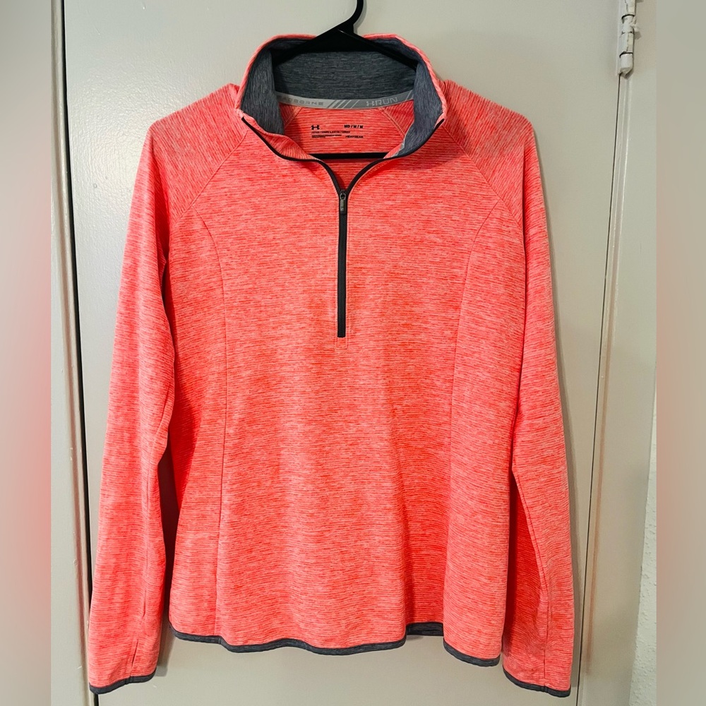 Under Armour Women's Coral Heather 1/4 Zip Long Sleeve Pullover